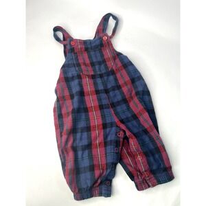Vintage Baby Plaid Overalls Red Blue Plaid Longall Romper Basic Editions 24month